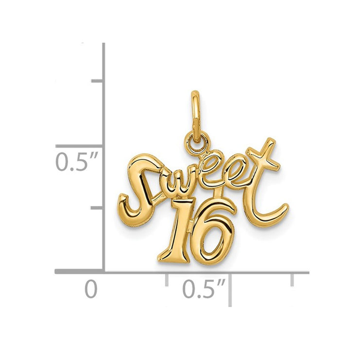 14K Yellow Gold Sweet 16 Pendant Charm (NO CHAIN) Image 3