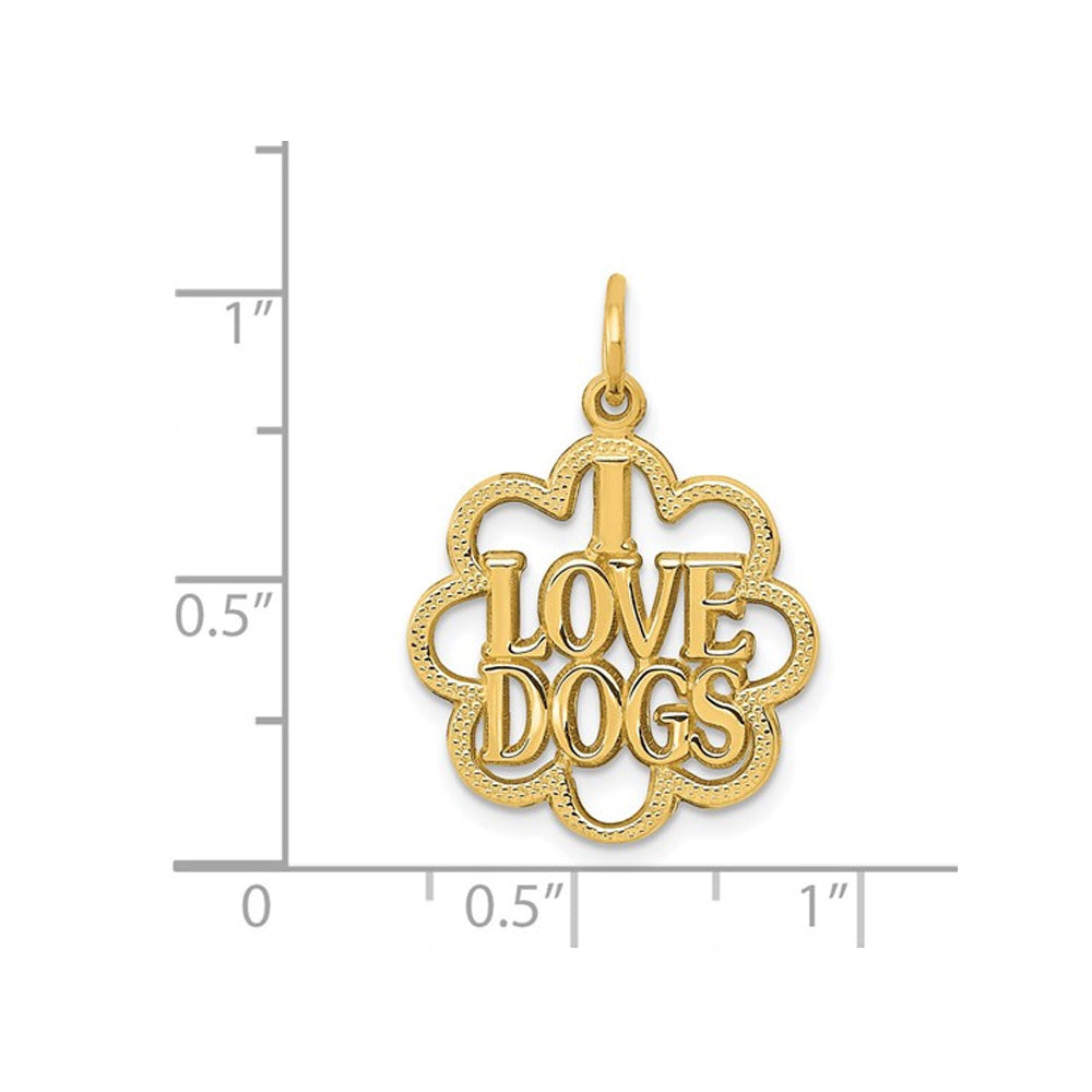 I LOVE DOGS Pendant Necklace in 14K Yellow Gold (NO CHAIN) Image 3