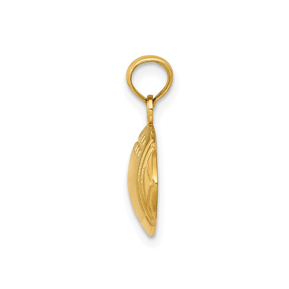 14K Yellow Gold Classic Football Charm Pendant (NO Chain) Image 3