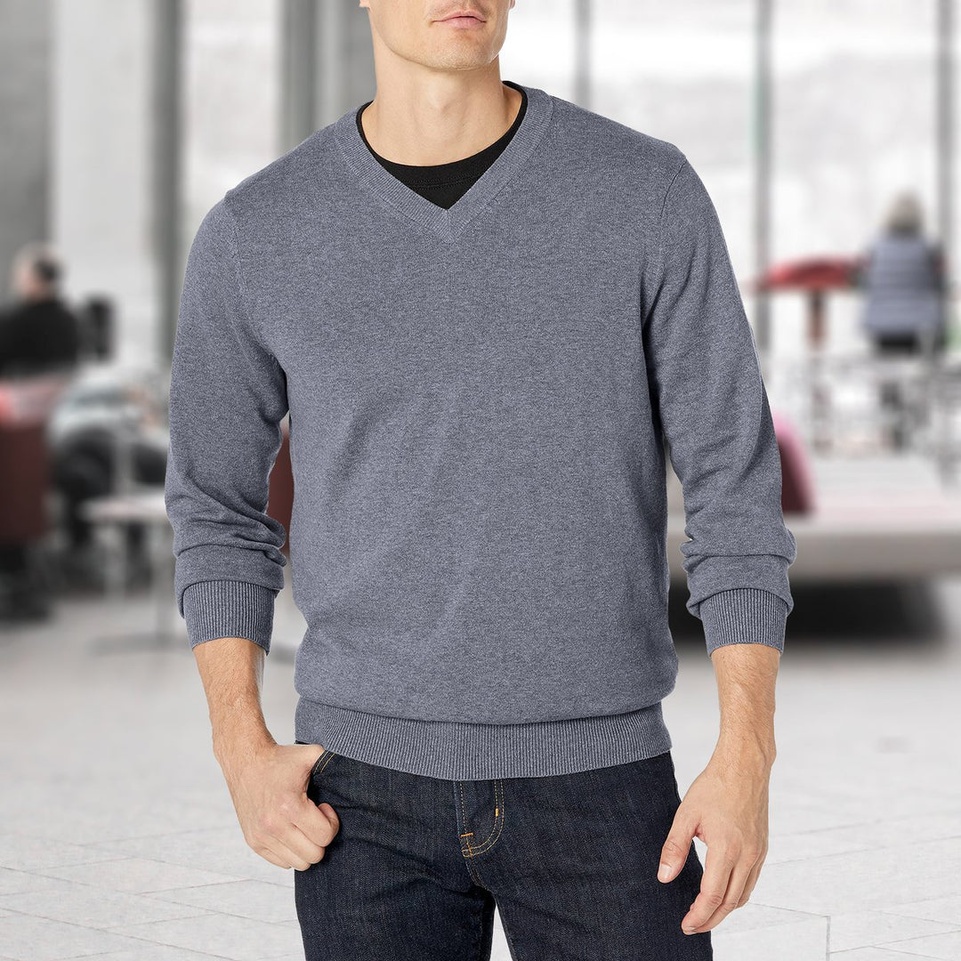 Mens Casual V-Neck Sweater 2-Pack Ultra Soft Slim Fit Warm Knit Cotton Image 10