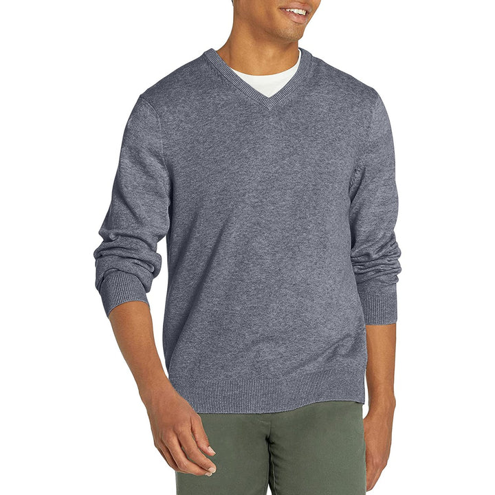 Mens V-Neck Sweater Slim Fit Warm Cotton Knit Ultra-Soft Casual Stylish Image 6