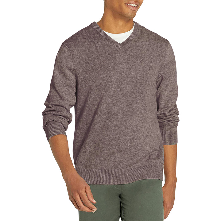 Mens V-Neck Sweater Slim Fit Warm Cotton Knit Ultra-Soft Casual Stylish Image 8