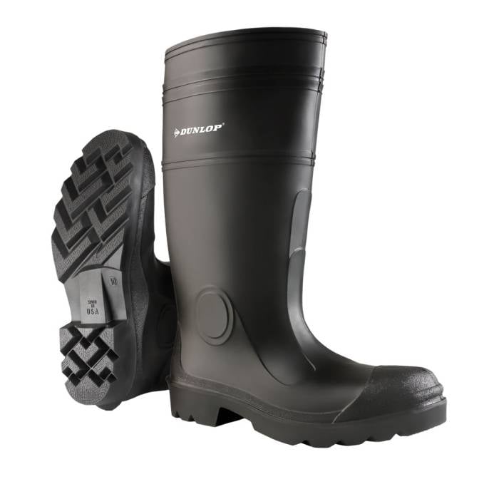 DUNLOP 16" Steel Toe PVC Waterproof Pull On Work Boot Black - 87801 BLACK Image 1