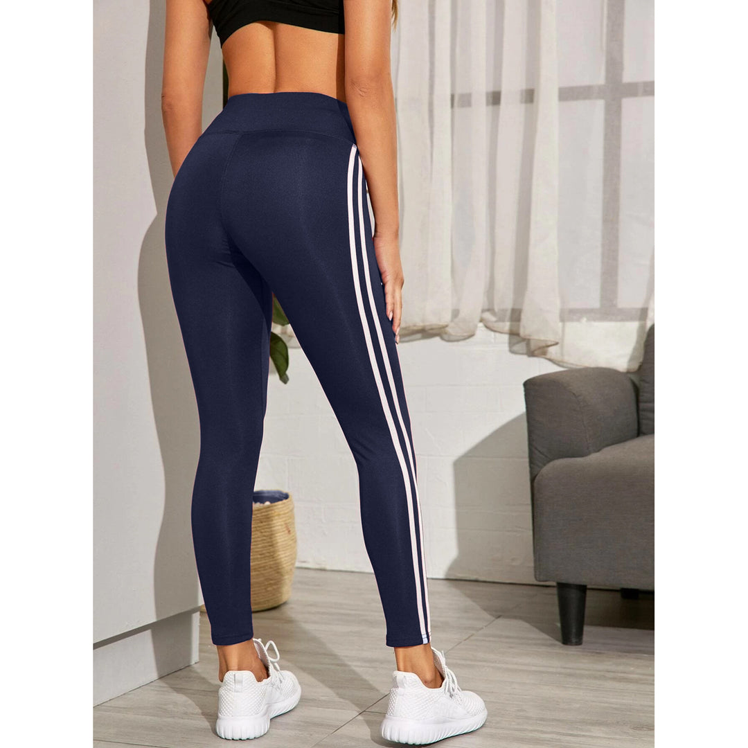 Womens Ultra-Soft Cozy Striped faux Lined Yoga Leggings High Waist Stretch Size S-M Image 10