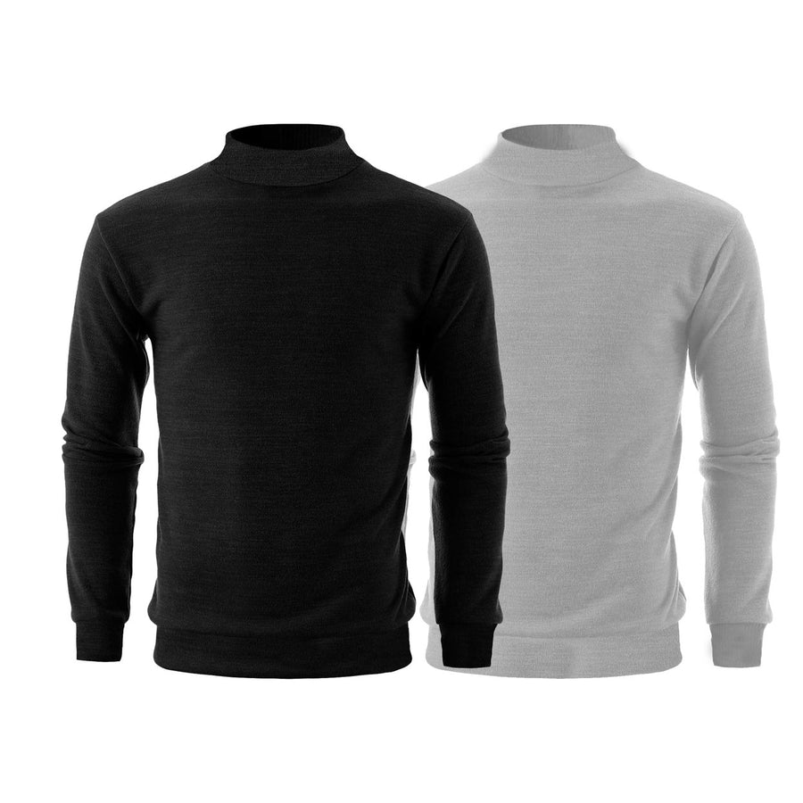 Mens Winter Knit Slim Fit Mock Neck Sweater 2-Pack Various Colors Stylish Image 1