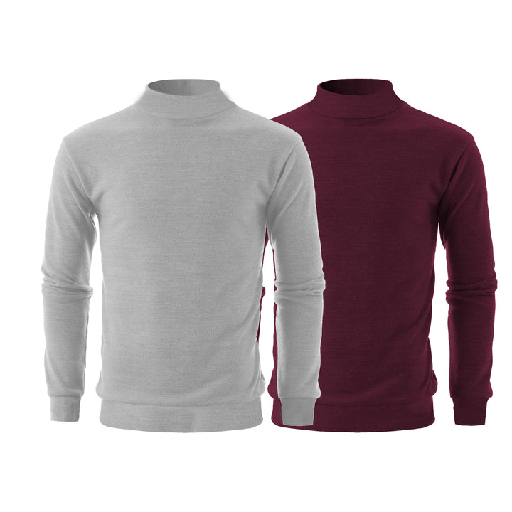 Mens Winter Knit Slim Fit Mock Neck Sweater 2-Pack Various Colors Stylish Image 4