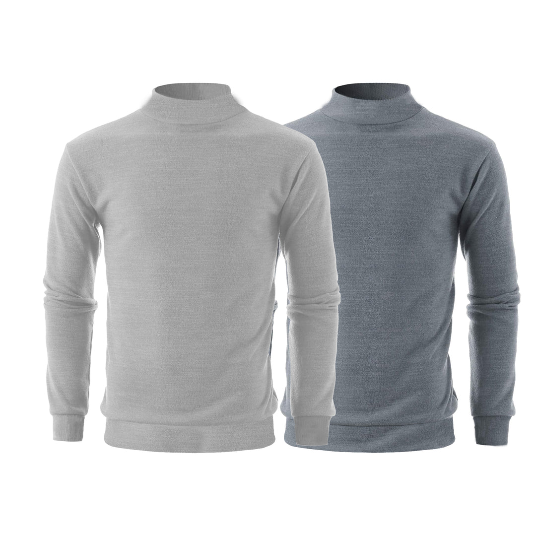 Mens Winter Knit Slim Fit Mock Neck Sweater 2-Pack Various Colors Stylish Image 6