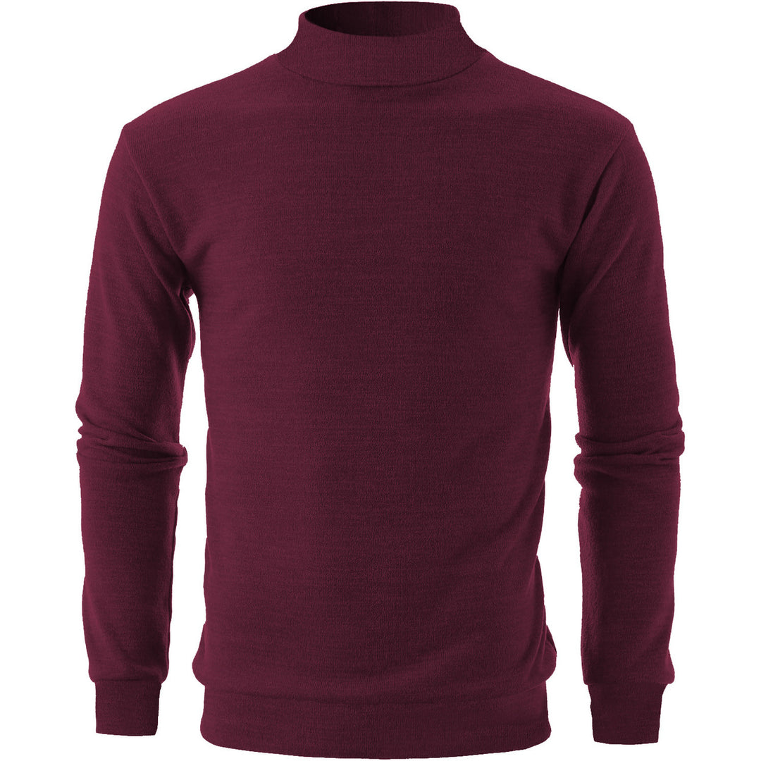 Mens Slim Fit Mock Neck Sweater Knit Warm Cozy Casual Pullover Solid Colors Image 7