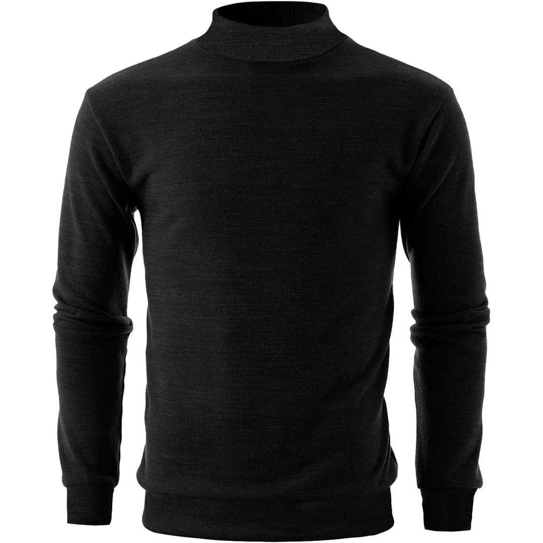 Mens Slim Fit Mock Neck Sweater Knit Warm Cozy Casual Pullover Solid Colors Image 9