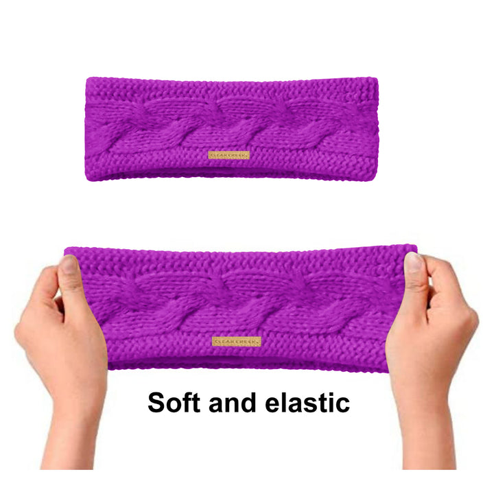 Multi-Pack: Womens Ultra Soft Cozy Polar Fleece Lined Cable Knit Popcorn Stitch Headband Image 4