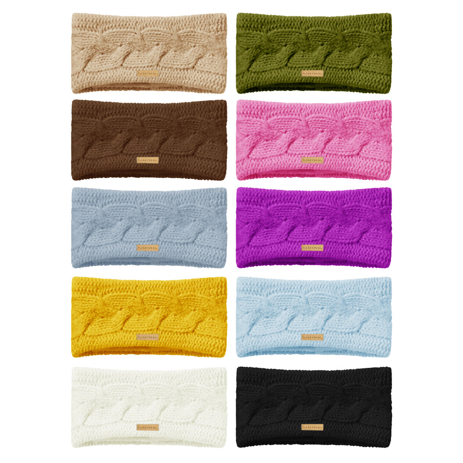 3-Pack: Womens Ultra-Soft Cozy Polar Fleece Lined Cable Knit Popcorn Stitch Headband Image 1
