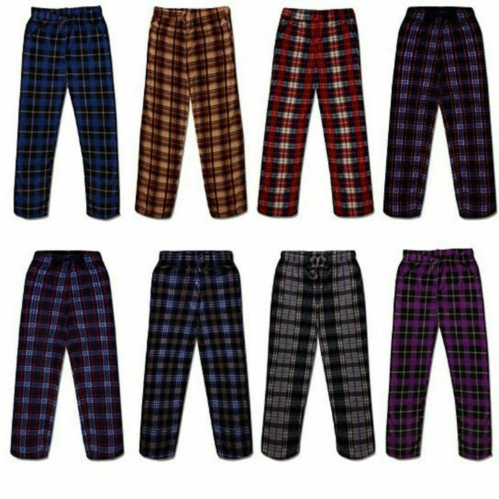 Multi-Pack: Mens Ultra Soft Cozy Flannel Fleece Plaid Pajama Sleep Bottom Lounge Pants Image 2