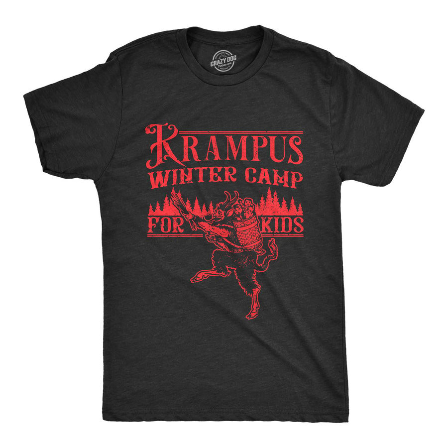 Mens Krampus Winter Camp For Kids T Shirt Funny Xmas Evil Santa Claus Monster Joke Tee For Guys Image 1