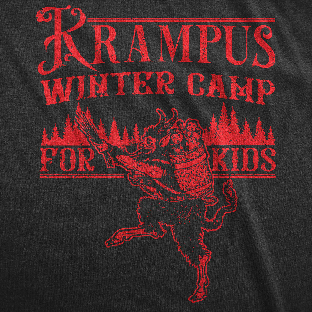 Mens Krampus Winter Camp For Kids T Shirt Funny Xmas Evil Santa Claus Monster Joke Tee For Guys Image 2