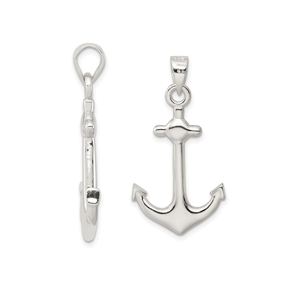 Sterling Silver Anchor Charm Pendant Necklace with Chain Image 3