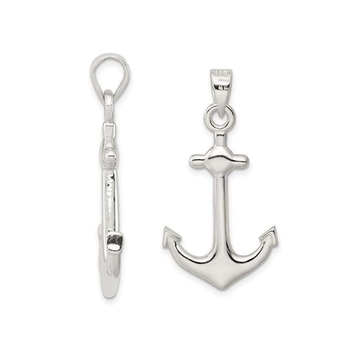 Sterling Silver Anchor Charm Pendant Necklace with Chain Image 3