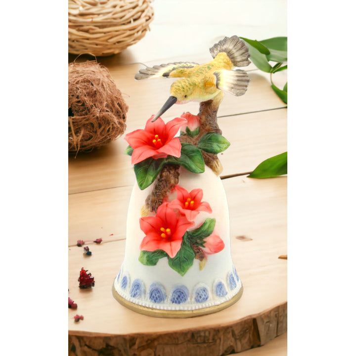 Ceramic Hummingbird with Azalea Flower BellHome DcorMomKitchen Dcor, Image 1
