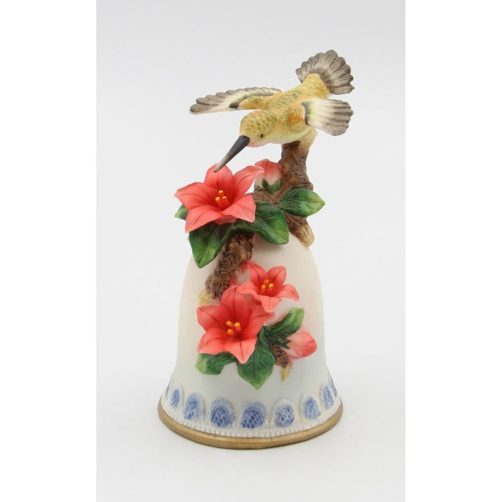 Ceramic Hummingbird with Azalea Flower Bell 5in Vintage Image 2