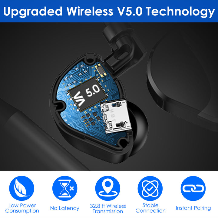 Unilateral Wireless Earpiece Rechargeable Wireless in-Ear Headset with Hook for Car Driving Phone Call Office Image 4