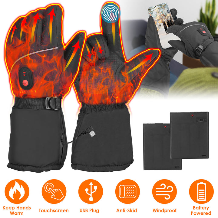 Electric Heated Gloves Battery Powered Touchscreen Waterproof Windproof Unisex Image 1