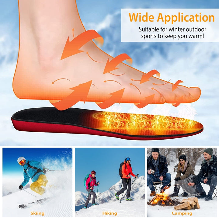 Heated Insoles Electric Foot Warmer Black Trimmable Rechargeable 3000mAh US 4-12 Image 6