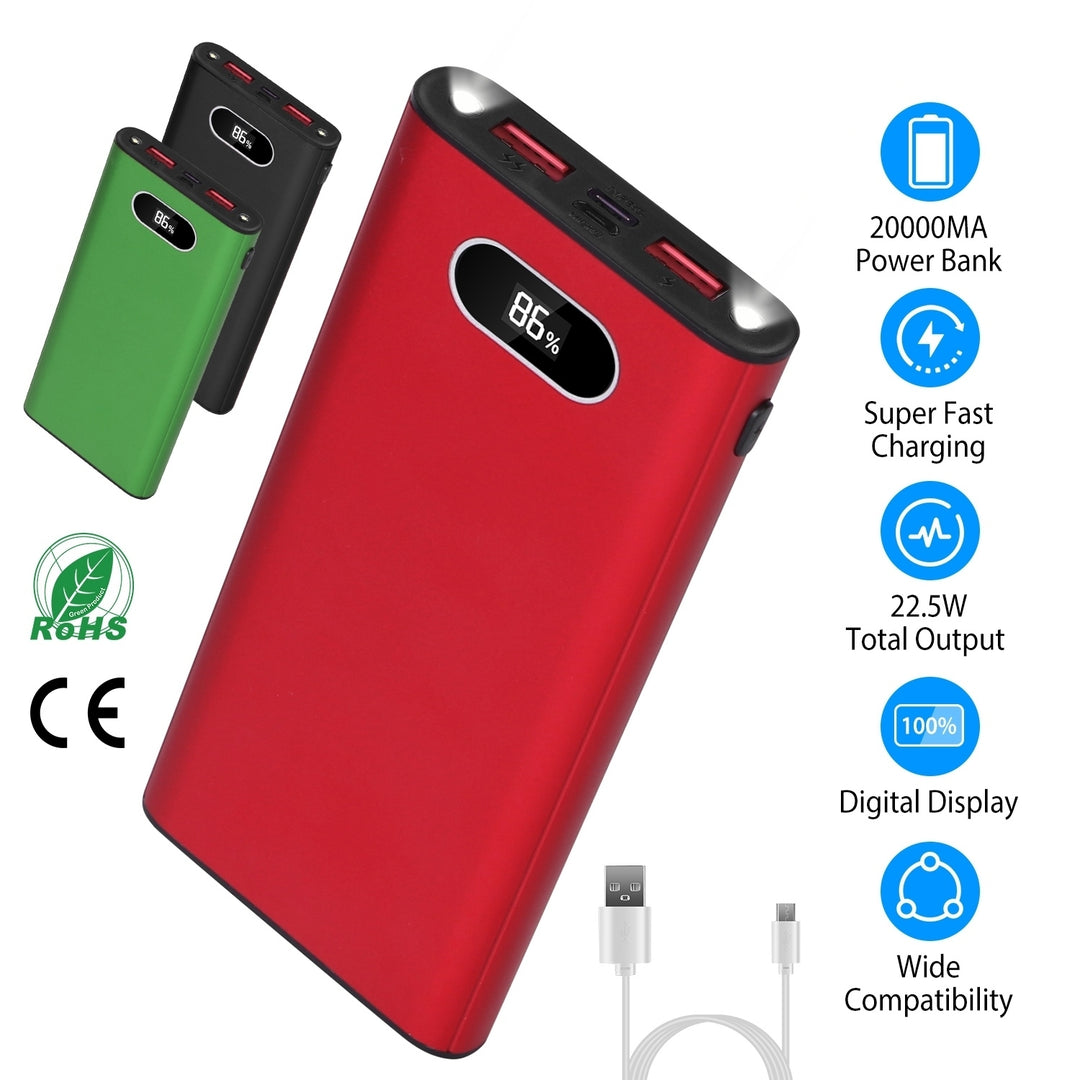 20000Mah Power Bank Portable Charger External Battery Pack 22.5W Super Fast Charging with LED Display Flashlight Fit for Image 1