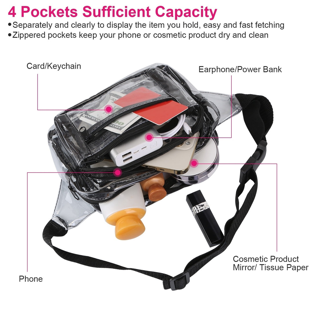 Clear Fanny Pack Unisex Transparent Waist Pouch Belt Bag Clear Purse Chest Bag for Outdoor Sport Travel Beach Concerts Image 3