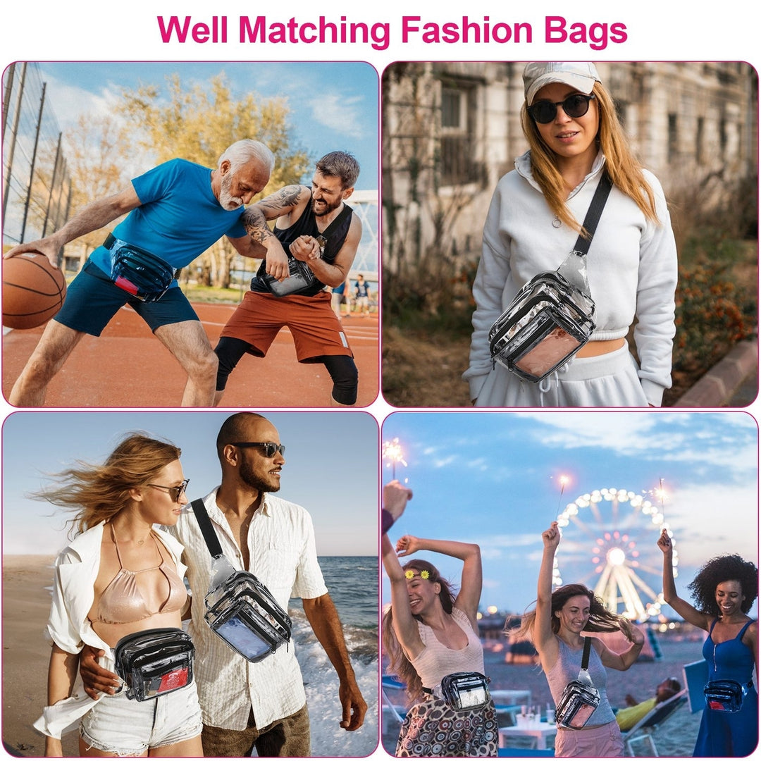 Clear Fanny Pack Unisex Transparent Waist Pouch Belt Bag Clear Purse Chest Bag for Outdoor Sport Travel Beach Concerts Image 6