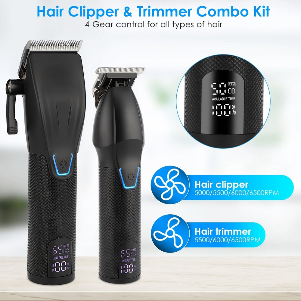 Cordless Hair Clipper Trimmer Set for Men Electric Grooming Kit Black 150PSI Image 2