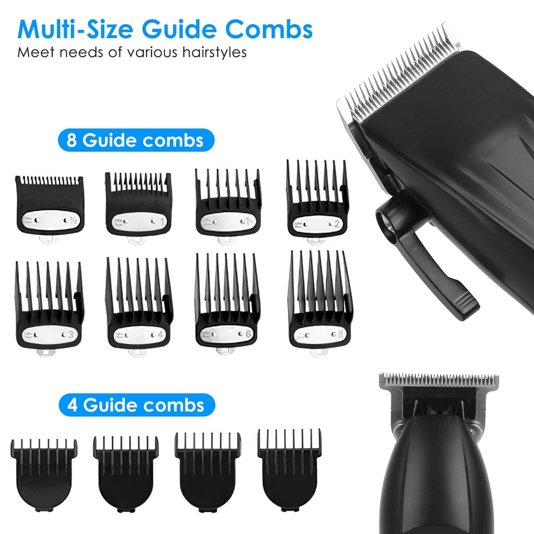 Cordless Hair Clipper Trimmer Set for Men Electric Grooming Kit Black 150PSI Image 3