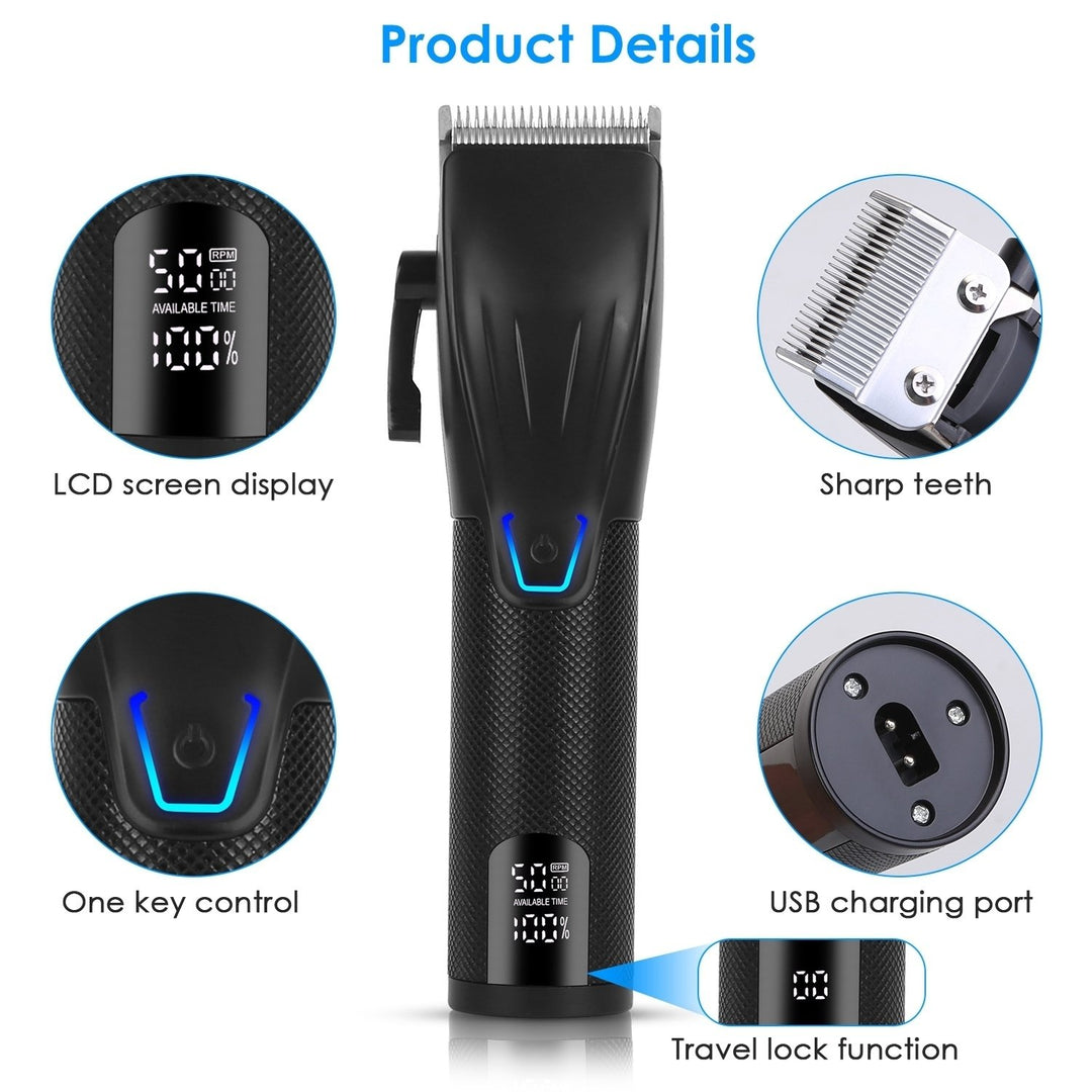 Cordless Hair Clipper Trimmer Set for Men Electric Grooming Kit Black 150PSI Image 6