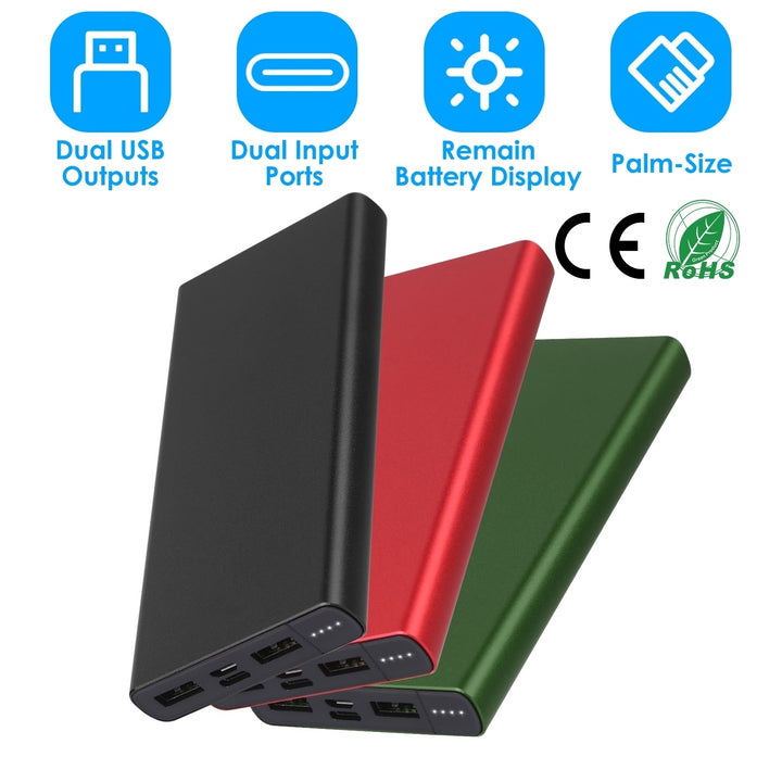 20000mAh Portable Power Bank Dual USB Charger Red Micro USB Type C Input Image 1