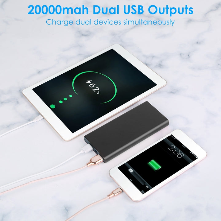 20000mAh Portable Power Bank Dual USB Charger Red Micro USB Type C Input Image 2