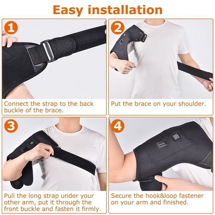 Heated Shoulder Brace Electric Heating Pad Therapy Shoulder Heating Wrap Compression Sleeve for Shoulder Pain Muscle Image 4