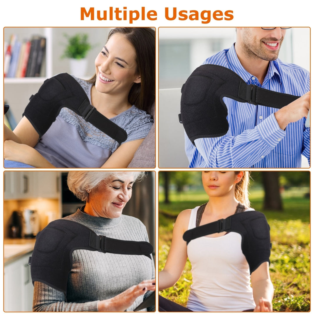 Heated Shoulder Brace Electric Heating Pad Therapy Shoulder Heating Wrap Compression Sleeve for Shoulder Pain Muscle Image 7