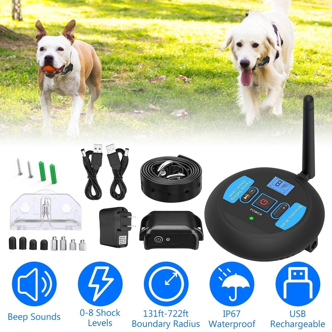 Wireless Electric Dog Fence System Adjustable Collar Waterproof for Small Medium Large Dogs Image 1