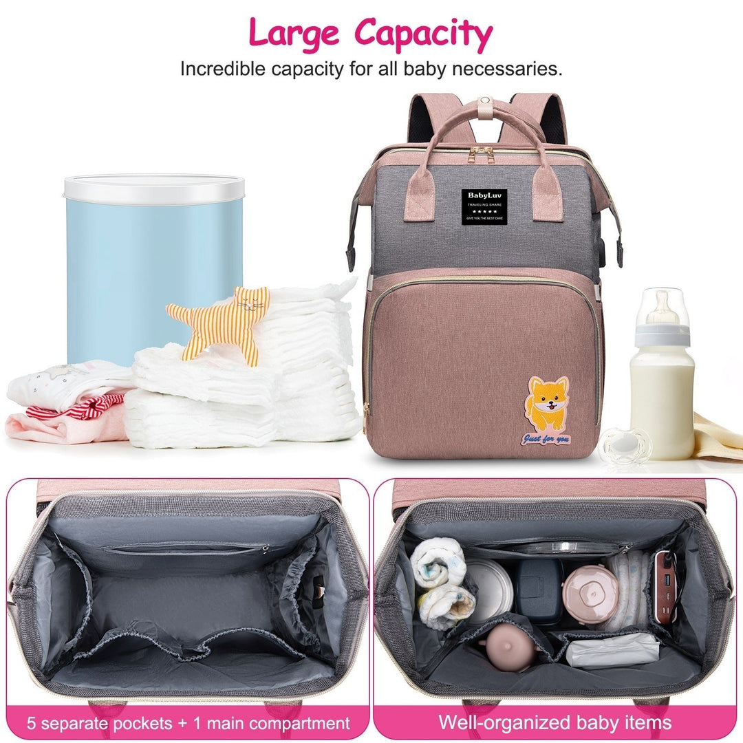 Multifunctional Diaper Bag Backpack Waterproof Mommy Bag Nappy Bag Maternity Backpack for Baby with Insulated Pockets Image 3