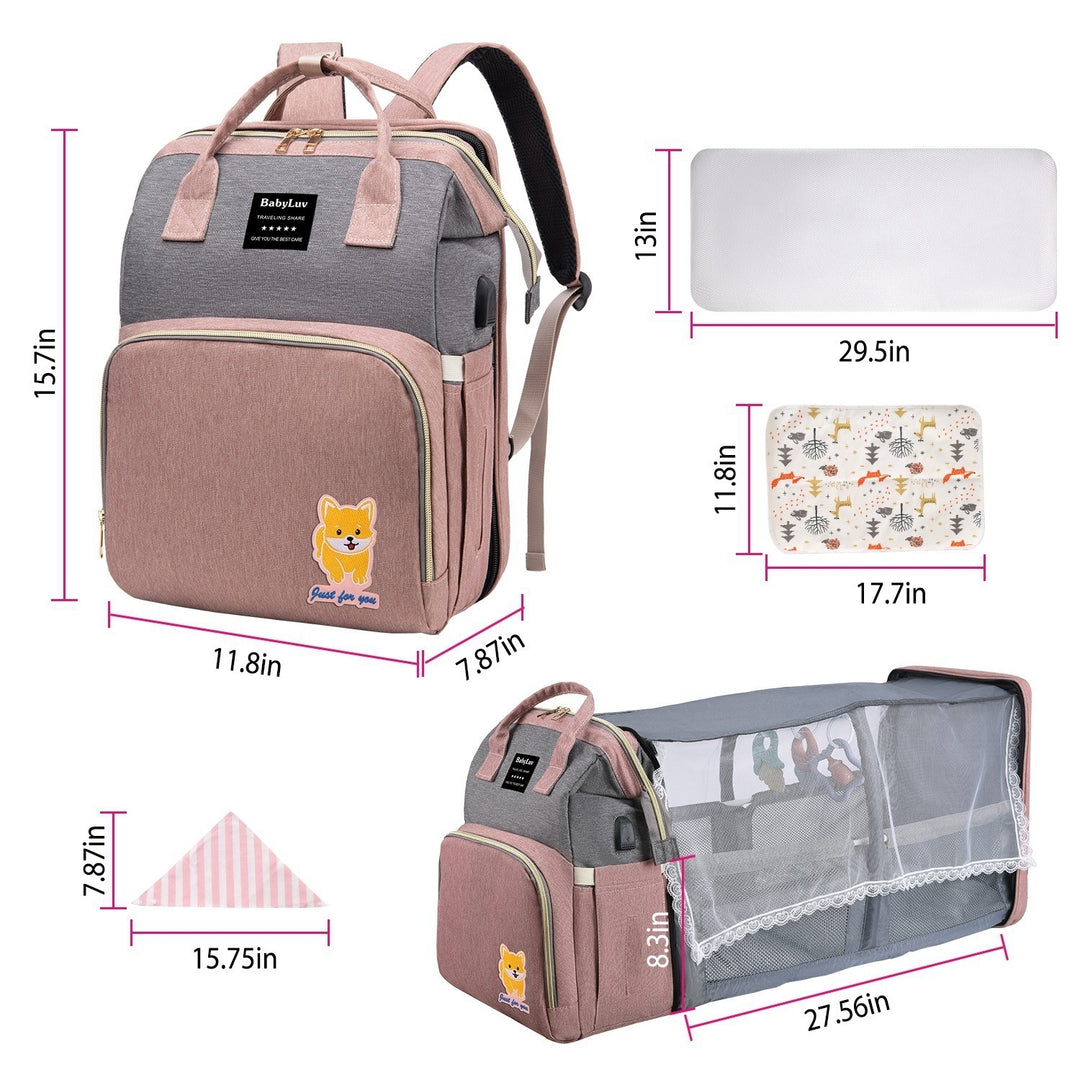 Multifunctional Diaper Bag Backpack Waterproof Mommy Bag Nappy Bag Maternity Backpack for Baby with Insulated Pockets Image 9