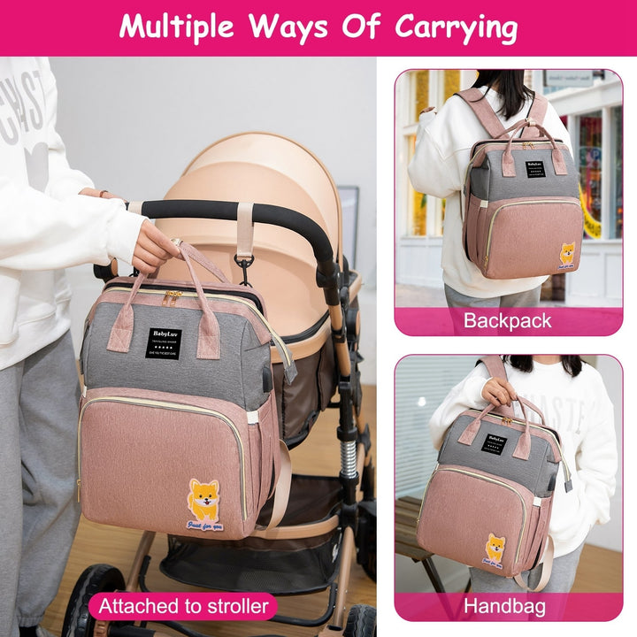 Multifunctional Diaper Bag Backpack Waterproof Mommy Bag Nappy Bag Maternity Backpack for Baby with Insulated Pockets Image 8