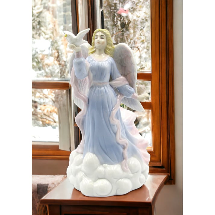 Ceramic Angel with Dove Bird Figurine Religious D cor Religious Gift Church D cor , Image 1