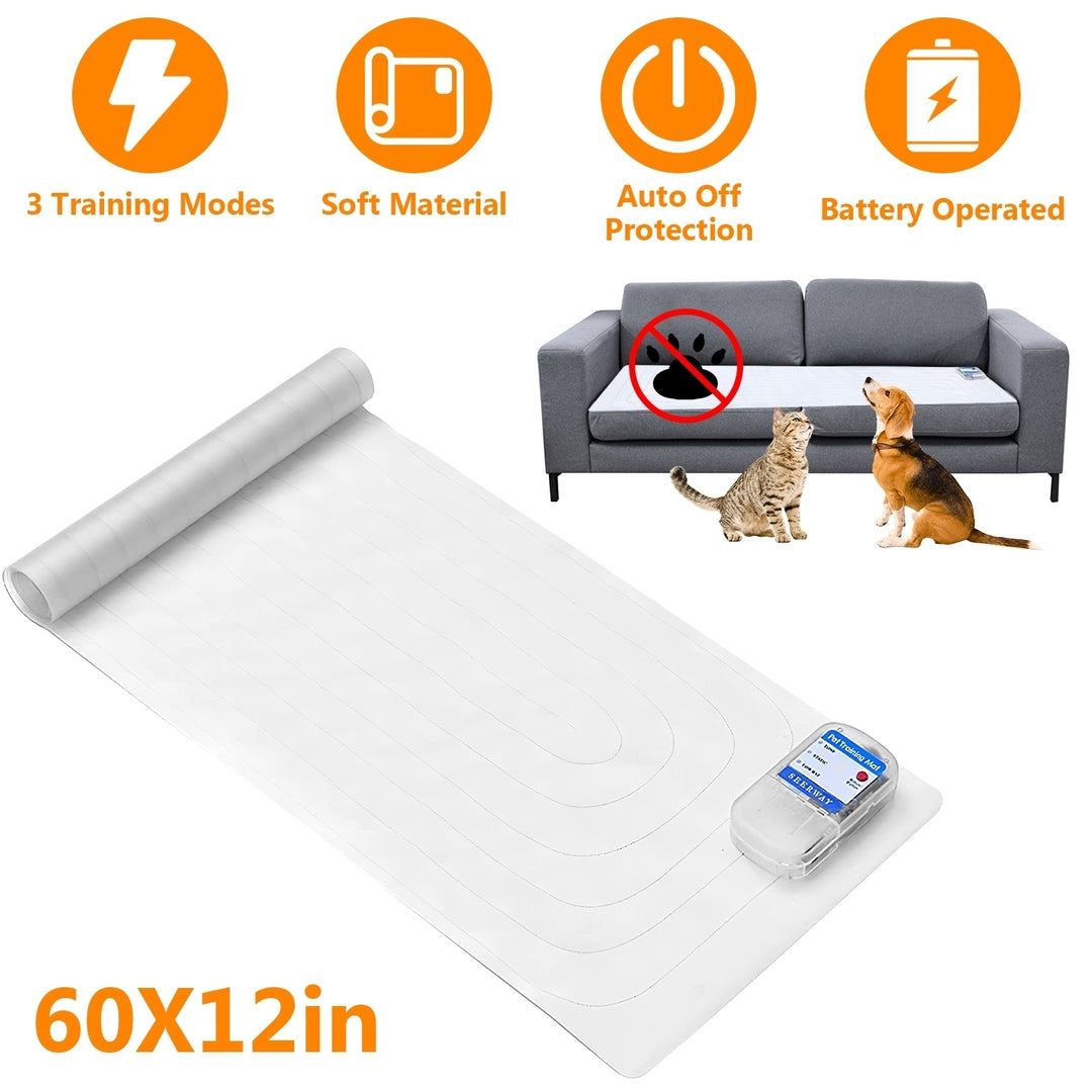 Electronic Pet Training Mat Indoor Safe Shock Training Pad for Dogs Cats Pet Barrier 60x12in with 3 Training Modes Image 1