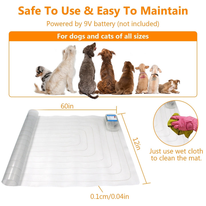 Electronic Pet Training Mat Indoor Safe Shock Training Pad for Dogs Cats Pet Barrier 60x12in with 3 Training Modes Image 6