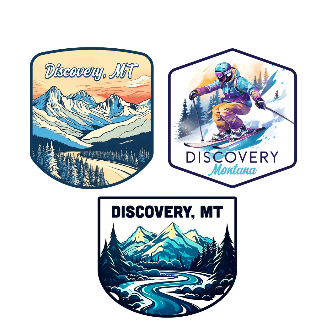 Discovery Montana Ski Souvenir 3 Pack Vinyl Decal Sticker Image 1