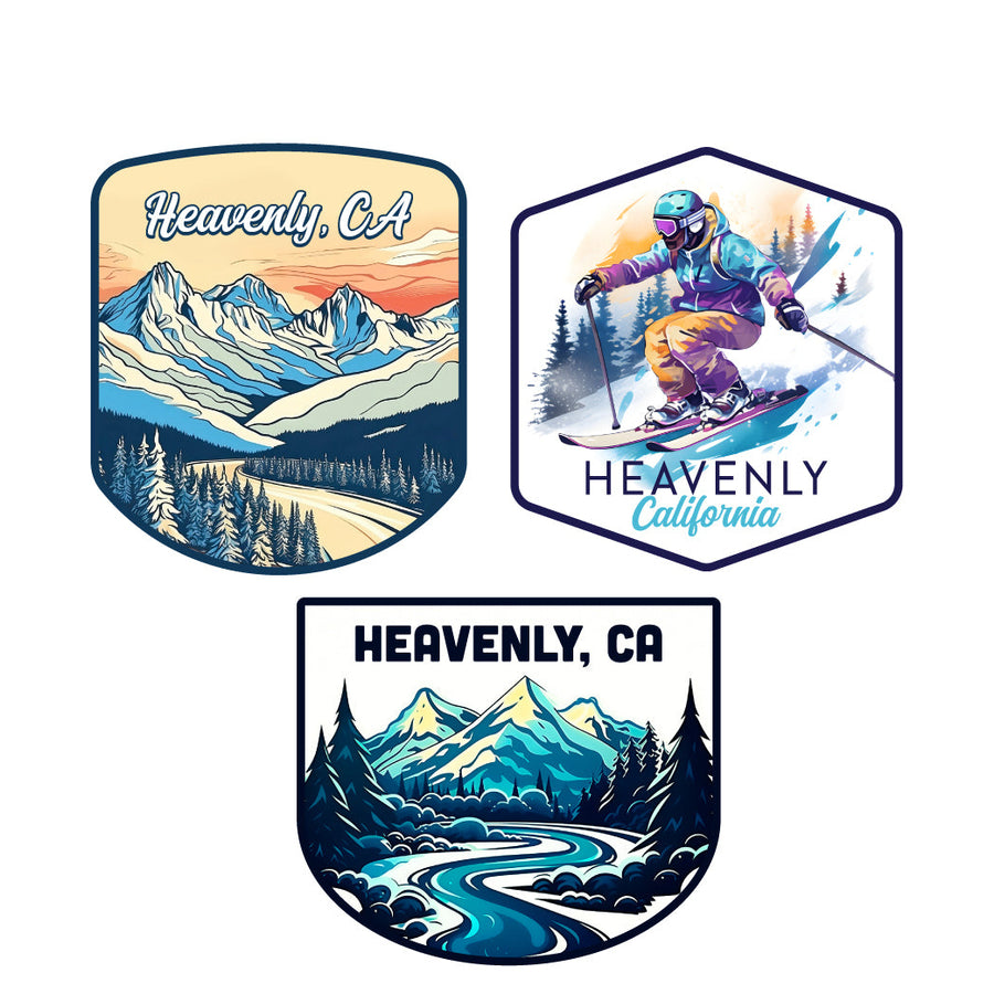Heavenly California Ski Souvenir 3 Pack Vinyl Decal Sticker Image 1