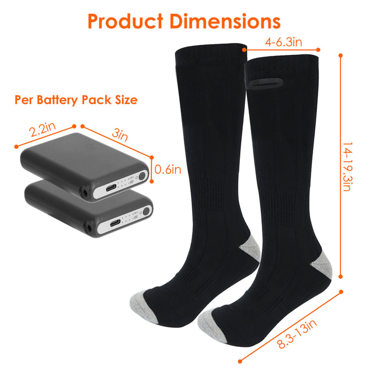 Electric Heated Socks USB Rechargeable 4 Temperature Levels Black for Men Women Image 8