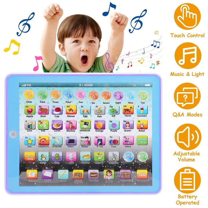 Kid Tablet Toy Educational Learning Pad Blue Pink for Ages 2 to 7 Interactive Functions Image 1