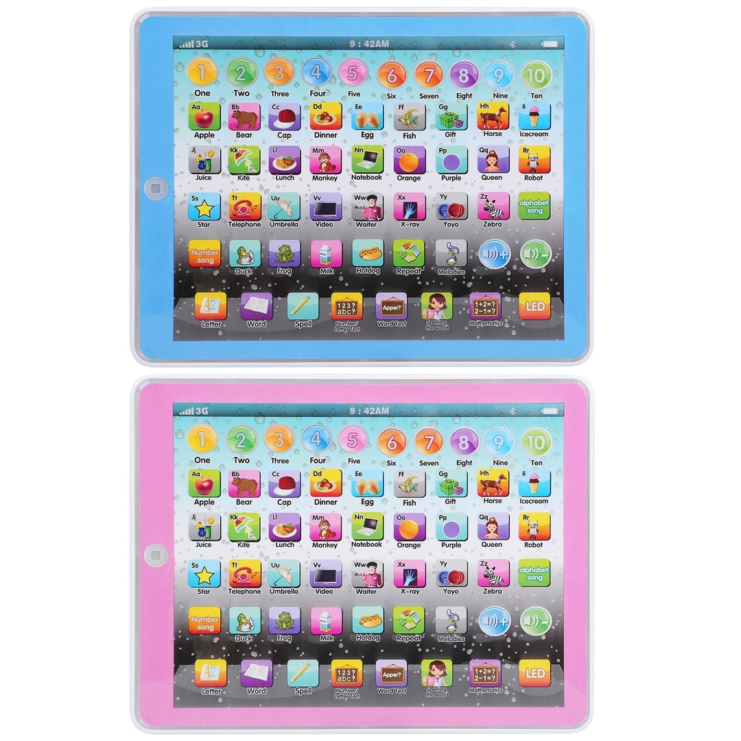 Kid Tablet Toy Educational Learning Pad Blue Pink for Ages 2 to 7 Interactive Functions Image 2