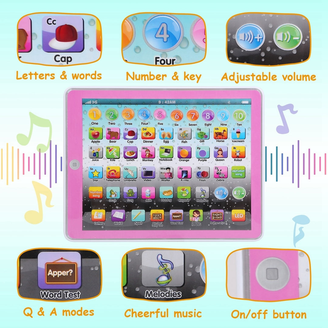 Kid Tablet Toy Educational Learning Pad Blue Pink for Ages 2 to 7 Interactive Functions Image 4