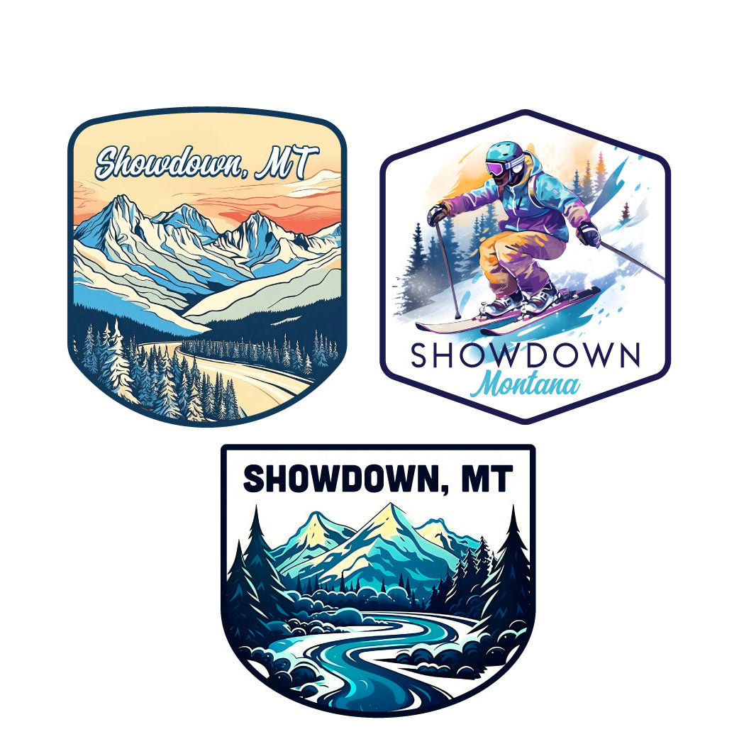 Showdown Montana Ski Souvenir 3 Pack Vinyl Decal Sticker Image 1