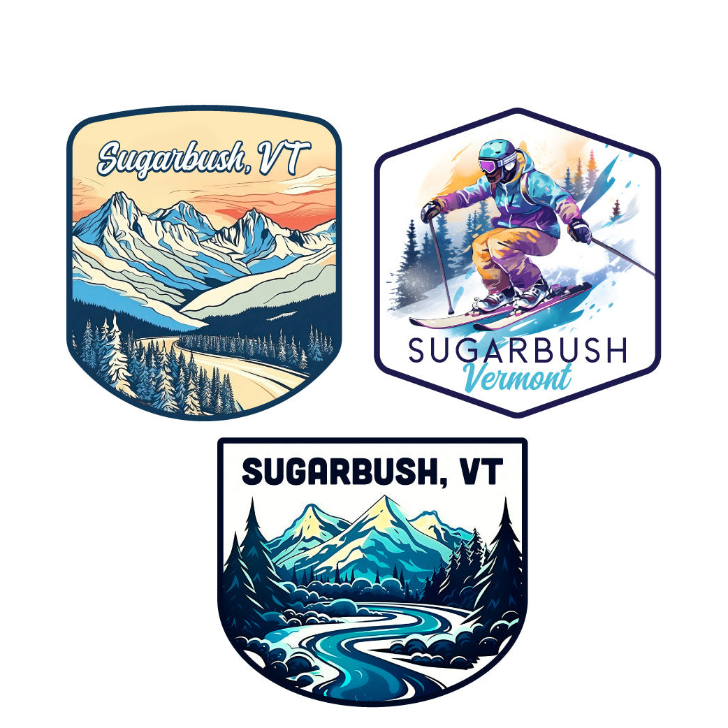 Sugarbush Vermont Ski Souvenir 3 Pack Vinyl Decal Sticker Image 1